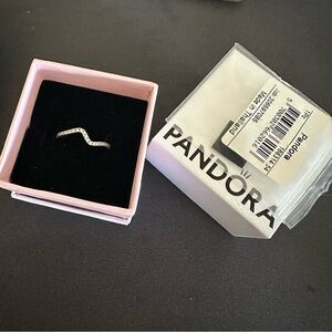 Pandora Sparkling Wave Ring – Sterling Silver 925 w/ Clear Cubic Zirconia w/Box
